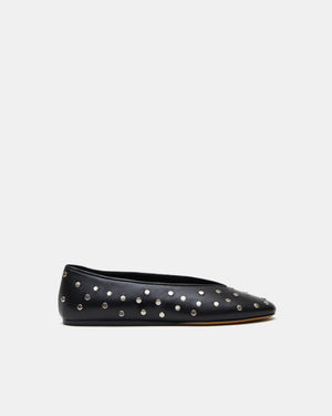 REGENCY STUDDED LEATHER SLIPPER / BLACK