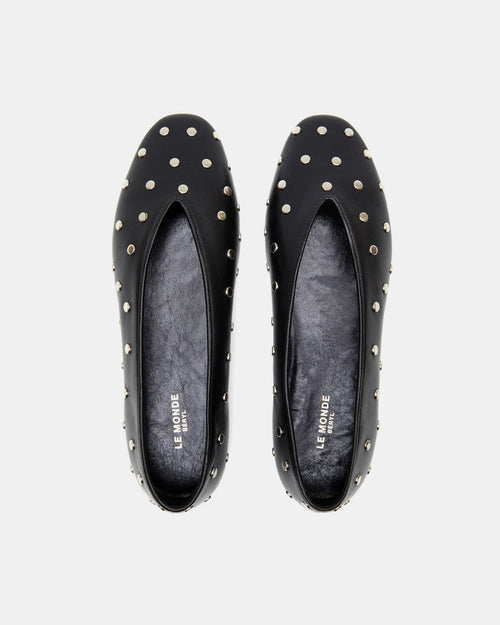 REGENCY STUDDED LEATHER SLIPPER / BLACK