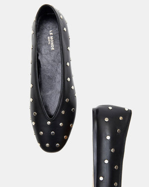 REGENCY STUDDED LEATHER SLIPPER / BLACK