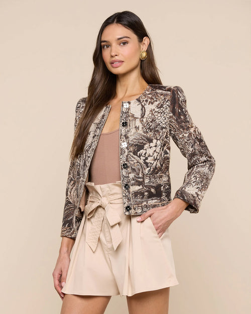 LIAN COLLARLESS JACKET / SCENIC TAPESTRY