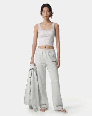 SIGNATURE LOGO EMBROIDERED WIDE SWEATPANT / HEATHER GRAY