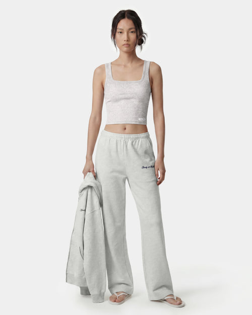 SIGNATURE LOGO EMBROIDERED WIDE SWEATPANT / HEATHER GRAY