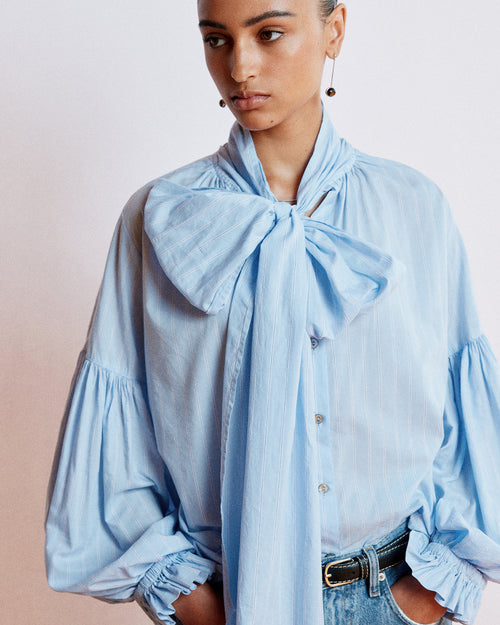 BOW BLOUSE / RAGLAN STRIPE