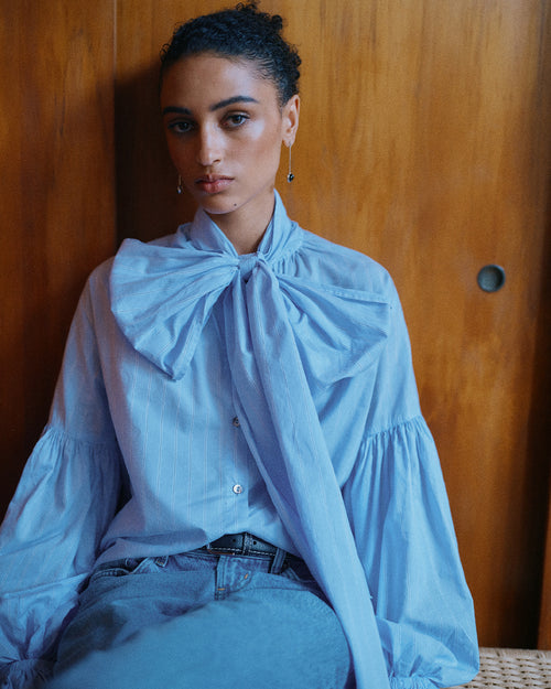 BOW BLOUSE / RAGLAN STRIPE