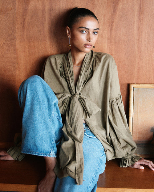 BOW BLOUSE / KELP