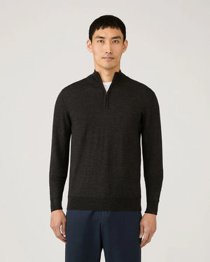 EXTRA FINE MERINO HALF ZIP NECK / CHARCOAL MELANGE