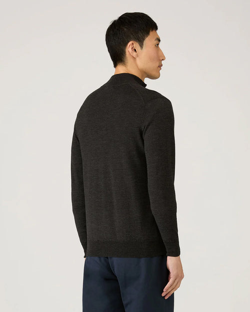 EXTRA FINE MERINO HALF ZIP NECK / CHARCOAL MELANGE