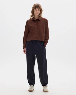 MHL ASYMMETRIC ROUND COLLAR SHIRT / CHESTNUT