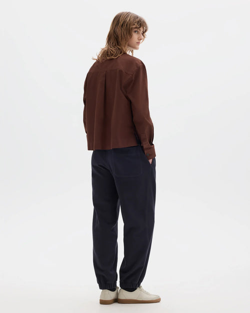 MHL ASYMMETRIC ROUND COLLAR SHIRT / CHESTNUT