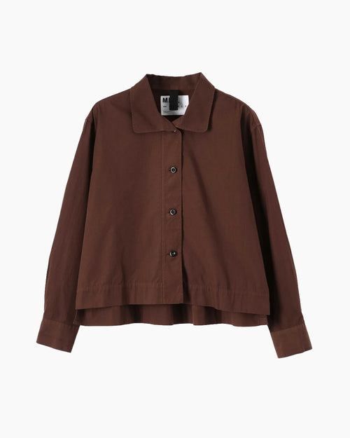MHL ASYMMETRIC ROUND COLLAR SHIRT / CHESTNUT