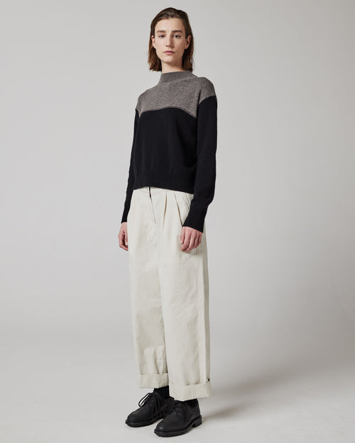 MHL COLOUR BLOCK JUMPER / DARK NATURAL BLACK – FABRIC