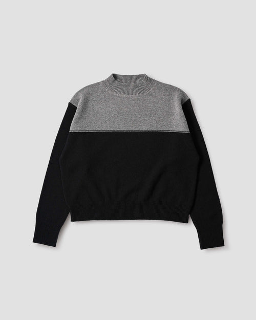 MHL COLOUR BLOCK JUMPER / DARK NATURAL BLACK – FABRIC