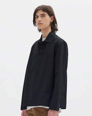 MHL LONG SLEEVE OFFSET PLACKET POLO SHIRT / BLACK