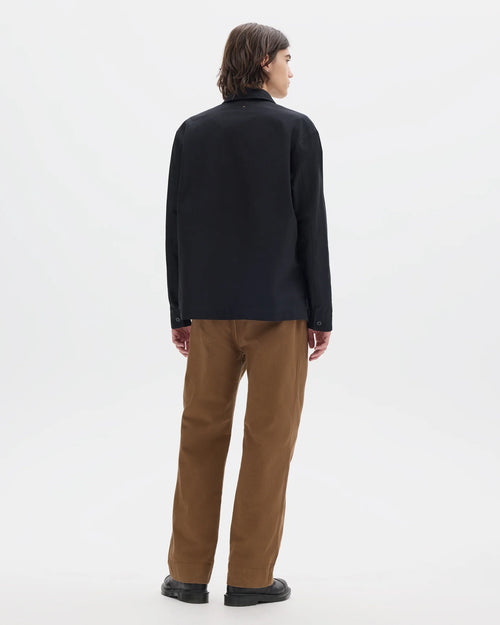 MHL LONG SLEEVE OFFSET PLACKET POLO SHIRT / BLACK