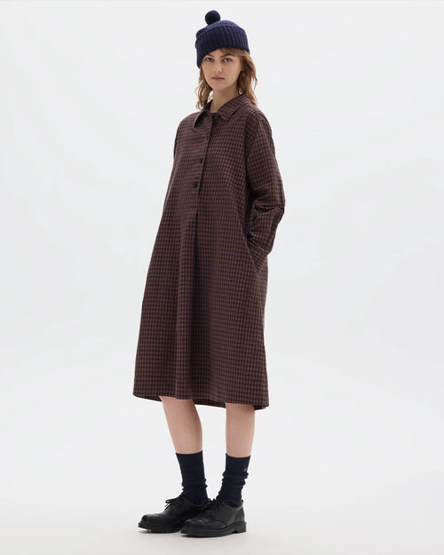 MHL OFFSET PLACKET DRESS / CHESTNUT / INK