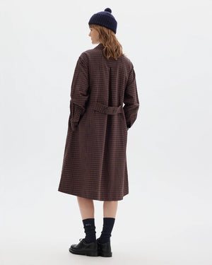 MHL OFFSET PLACKET DRESS / CHESTNUT / INK