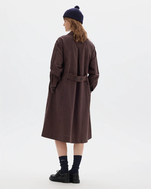 MHL OFFSET PLACKET DRESS / CHESTNUT / INK