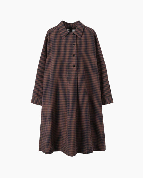 MHL OFFSET PLACKET DRESS / CHESTNUT / INK