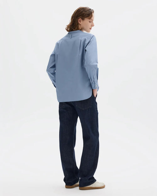 PULL ON COLLARLESS SHIRT / DUCK EGG BLUE
