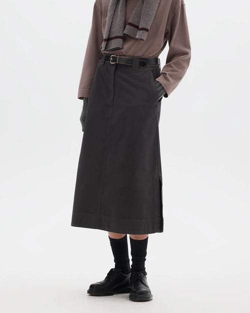 MHL SIDE VENT SKIRT / COCOA