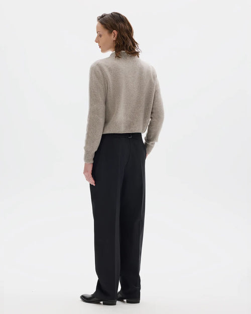 SMALL CREW NECK CARDIGAN / NATURAL