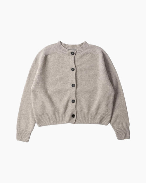 SMALL CREW NECK CARDIGAN / NATURAL