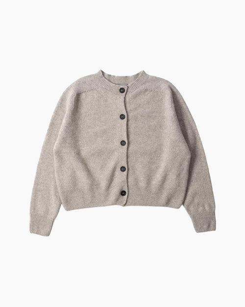 SMALL CREW NECK CARDIGAN / NATURAL