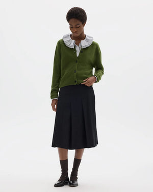 SMALL CREW NECK CARDIGAN / WHEATGRASS