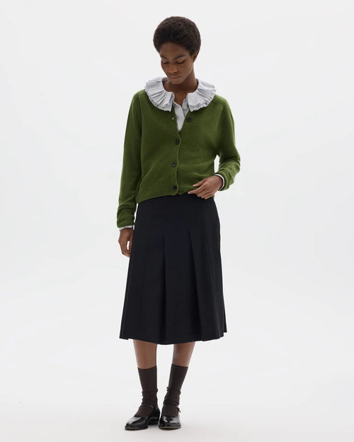 SMALL CREW NECK CARDIGAN / WHEATGRASS