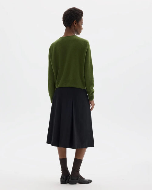 SMALL CREW NECK CARDIGAN / WHEATGRASS