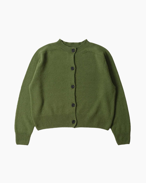 SMALL CREW NECK CARDIGAN / WHEATGRASS