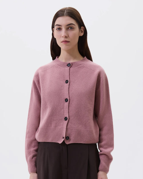 SMALL CREW NECK CARDIGAN / PINK