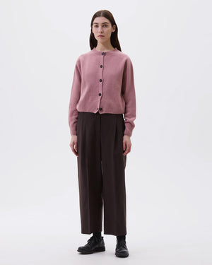 SMALL CREW NECK CARDIGAN / PINK