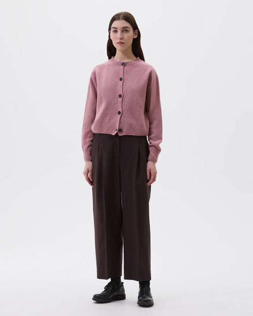 SMALL CREW NECK CARDIGAN / PINK