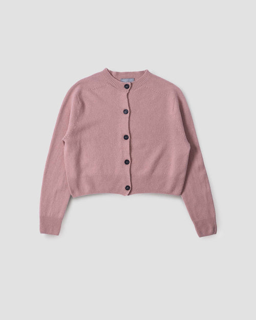 SMALL CREW NECK CARDIGAN / PINK