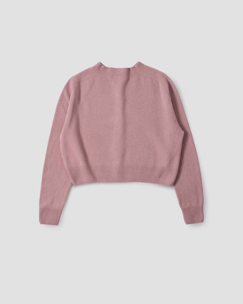SMALL CREW NECK CARDIGAN / PINK