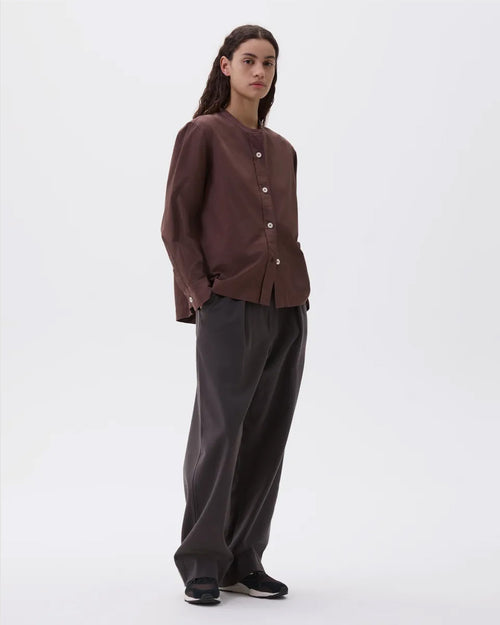 MHL BUTTON THROUGH COLLARLESS SHIRT / GRAPE