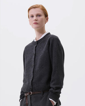 SMALL CREW NECK CARDIGAN / STORM GREY