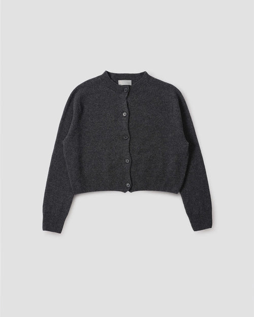 SMALL CREW NECK CARDIGAN / STORM GREY