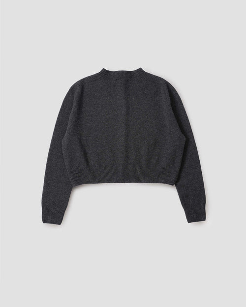 SMALL CREW NECK CARDIGAN / STORM GREY