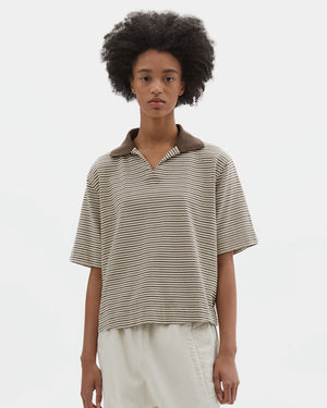 MHL BOXY POLO / BROWN / WHITE