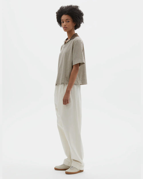 MHL BOXY POLO / BROWN / WHITE