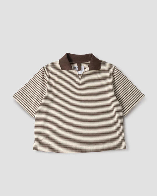 MHL BOXY POLO / BROWN / WHITE