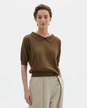 COLLARED T SHIRT / OLIVE