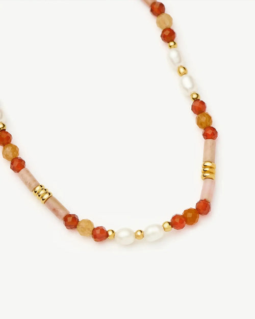 BEADED GEMSTONE & PEARL BRACELET / GOLD