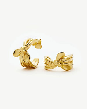 MARK GONG BOW HOOP EARRINGS / GOLD