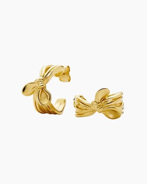 MARK GONG BOW HOOP EARRINGS / GOLD