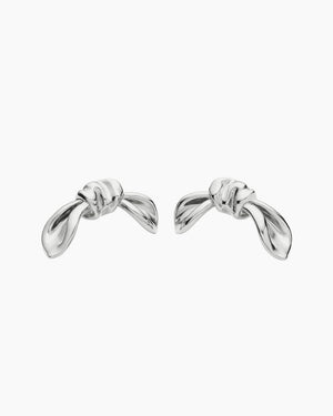 MARK GONG BOW OVERSIZED STUD EARRINGS / SILVER