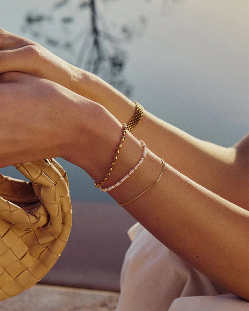 MICRO PEARL BEADED BRACELET / GOLD