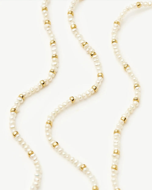 MICRO PEARL BEADED NECKLACE / GOLD